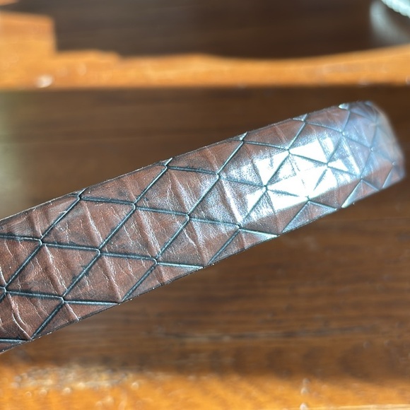 Johnston & Murphy Brown Italian Calfskin Belt Men’s Two Tone Metal 7302 Size 38 - Picture 10 of 15